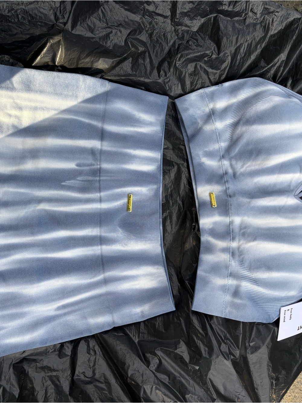 Light Blue Ribbed Two-Piece Set with Gold Accent